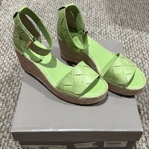 Franco Sarto Clemens Mint Green Leather Platform Sandals Shoes NWT NIB 7.5 Med
